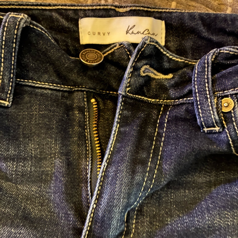 KanCan Women's Distressed Boot Cut Jeans - Dark Blue